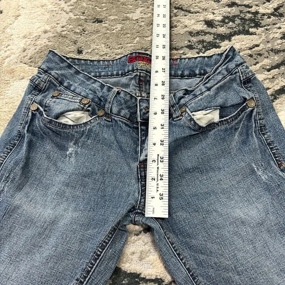 Vintage Bongo Fabulous Flared Jeans Womens 3 Blue Denim Cotton Stretch Low Rise - Picture 9 of 11
